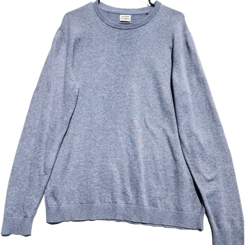 Mens XL Jack & Jones Crew Neck Knit Sweater Long Sleeve Gray Pullover Casual